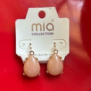 Mia Collection Blush Pastel Orange Gold Dangle Earrings Costume Jewelry